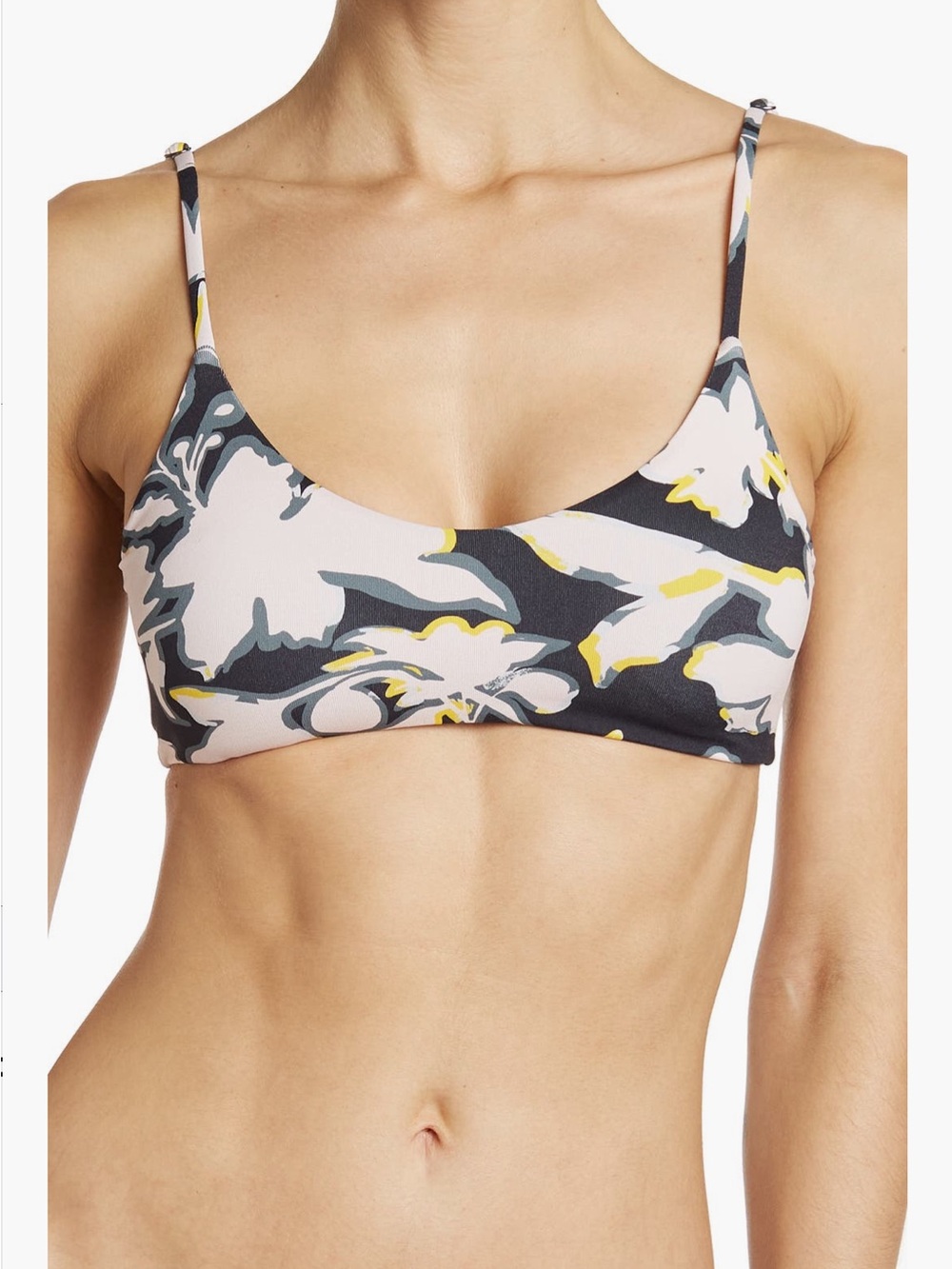 Maaji Pink and Black Floral Bikini Top